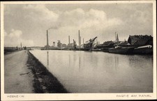 Ak Herne im Ruhrgebiet Westfalen, Kanal, Brücke, Zeche v. d. Heydt - 3978621