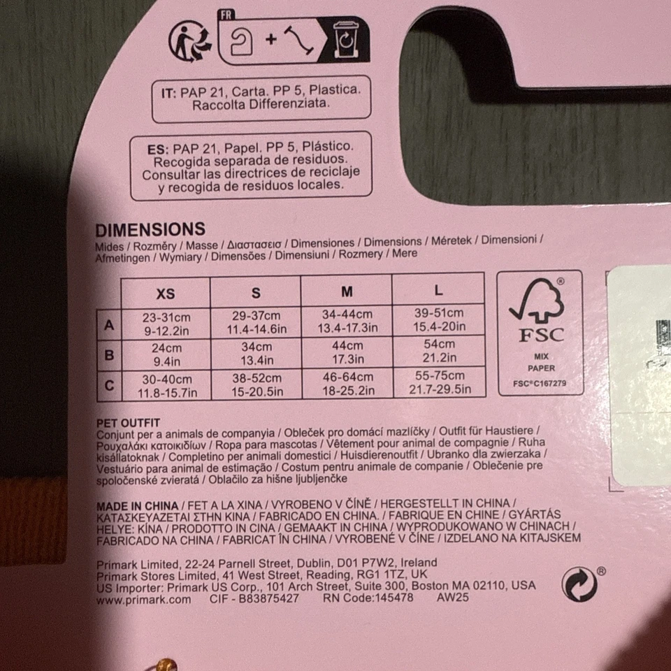 NUEVO SANRIO X Primark Hello Kitty & Friends Halloween/Otoño Mascota Conjunto Foto 4 de 4