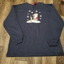 Rudolph Christmas Pullover Sweatshirt Women's Small Blue Santa Snow Holiday
