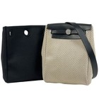 HERMES Herbag TPM Diagonally hung Shoulder Bag Towar Officier Black Natural ...