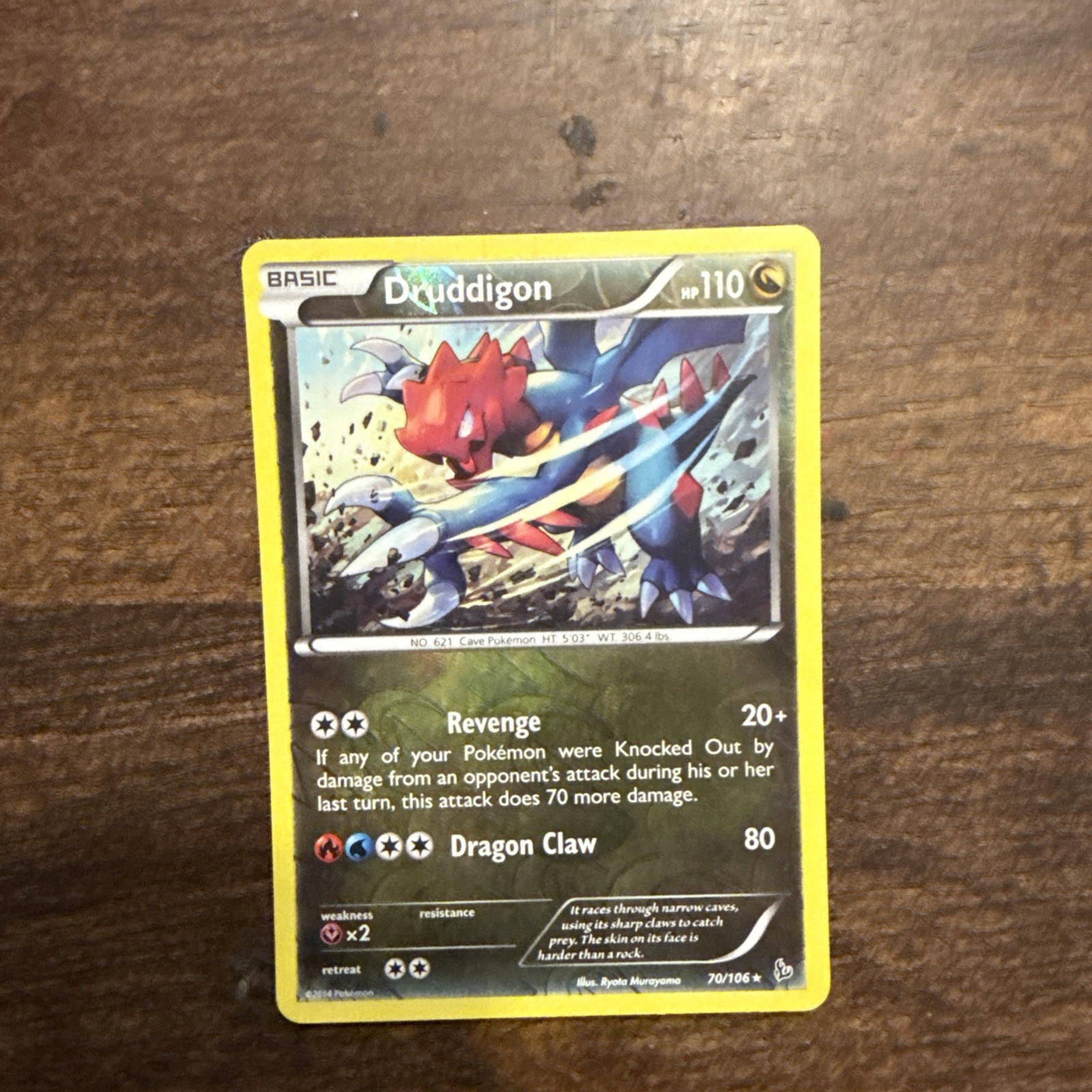 Druddigon - 70/106 Reverse Holo - XY Flashfire - Pokemon Card - LP