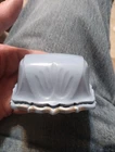 Art Deco Blue  Celluloid Warner N.Y signed Ring Box Clamshell Jewelry