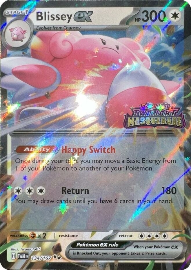 NM-Mint, English Pokemon Holo Blissey ex (Twilight Masquerade Stamped) - 134/167