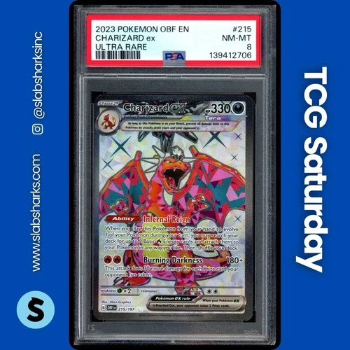 2023 POKEMON SV OBSIDIAN FLAMES #215/197 CHARIZARD EX ULTRA RARE PSA 8