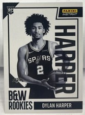 2025-26 Panini Instant Dylan Harper Black White Rookies 1256 Sp Spurs Bwr-1 Rc 2025-26 Panini Instant Dylan Harper Black White Rookies 1256 Sp Spurs Bwr-1 Rc