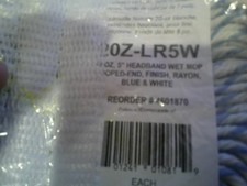2 - 5 in. Super Loop RAYON  Wet Mop Head - Large, Blue & WHITE New SHOWN