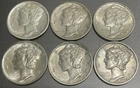 6 Nice Mercury Dimes San Francisco Mint ~ 1918-S 1937-S 1938-S 1939-S 1941-S
