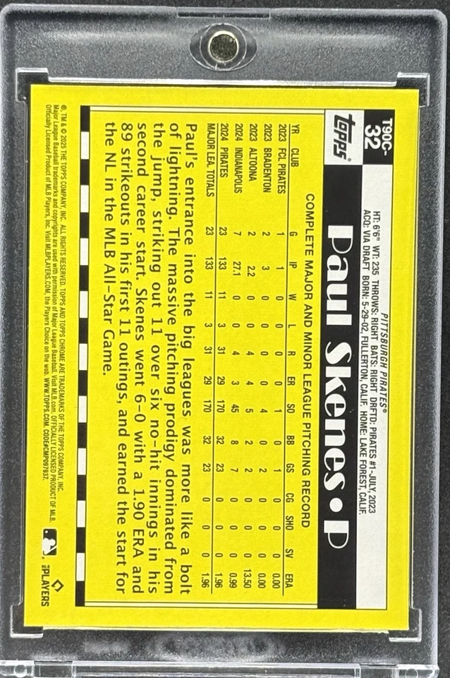 Paul Skenes RARO NOVATO TAZA MOJO REFRACTOR CROMO TARJETA DE INVERSIÓN PIRATAS COMO NUEVO Foto 2 de 2