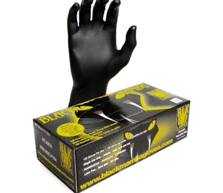 BLACKMAMBA Black Mamba Nitrile Workshop Gloves, Large Size, 100-Pack