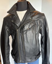 Leather Motorcycle Jacket - Black - Thick Heavy Duty Leather - Quality - Men's