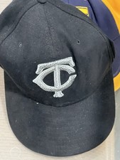 Minnesota Twins TC Logo Baseball Cap New Era Fitted M/L Black MLB Hat Worn OBO
