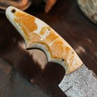 8.9" Hunting EDC Damascus Knife Handmade Full Tang Resin Handle Leather Sheath — photo 10