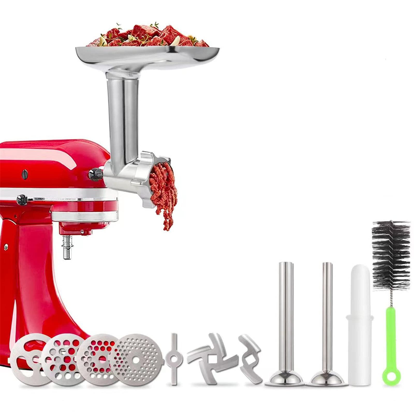 KitchenAid Stand Mixer Meat Grinder Attachment with 2 Blades & Accessories
