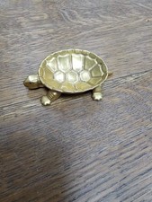 Vintage Brass Turtle Trinket Dish Tortoise Catchall Tray MCM Decor