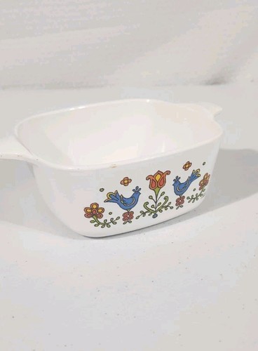 Vintage Corning Ware Casserole Dish Country Festival Blue Birds 2 3/4 Cup P43B - Picture 3 of 9