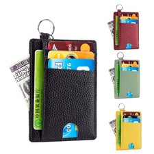For Men Leather Wallet RFID Blocking Slim Flat Wallet Card Case ID Card Holder