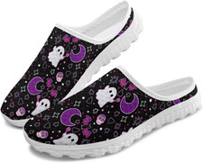 Womens Mules Fall Kint Mesh Indoor Outdoor Clog Slippers with Memory Foam Open B