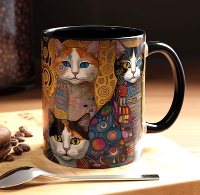Klimt Style Cat Portrait Coffee Mug Art