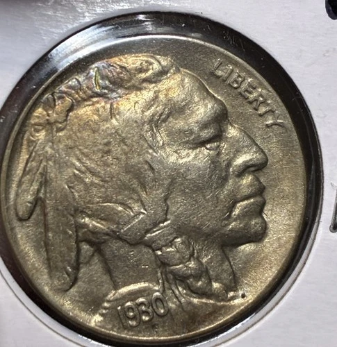 1930-S UNCIRCULATED AU RAW BUFFALO NICKLE WITH TONING HIGH GRADE