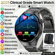 UK 2026 New Medical Grade Smart Watch Blood Pressure Oxygen Heart Rate Bluetooth