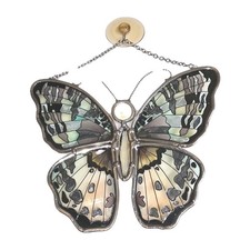 Butterfly Suncatcher Stained Glass Multicolor Metal Chain Window Hanger Vintage