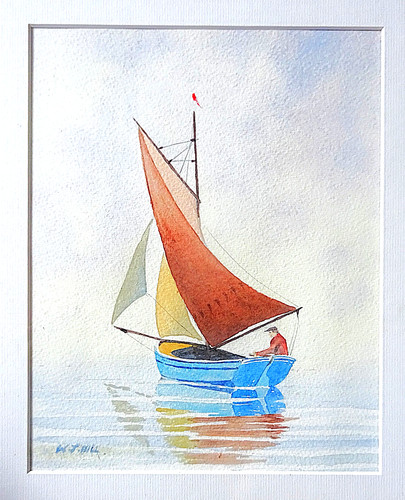 Original signed boating watercolour, framed and in lovely condition.
