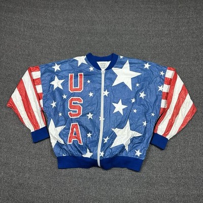VTG 90 s USA Olympics Tyvek Jacket General Mills Adult XL Paper Windbreaker