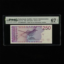 1986 Netherlands Antilles / Dutch Admministration 250Gulden P-27a PMG 67 EPQ UNC