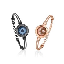 Long Distance Touch Bracelets for Sun Moon,Snake Chain,Black/Rose Gold