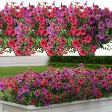 Artificial Flowers for Outdoors 12 Bundles, UV Resistant Colorful Fake Silk F...