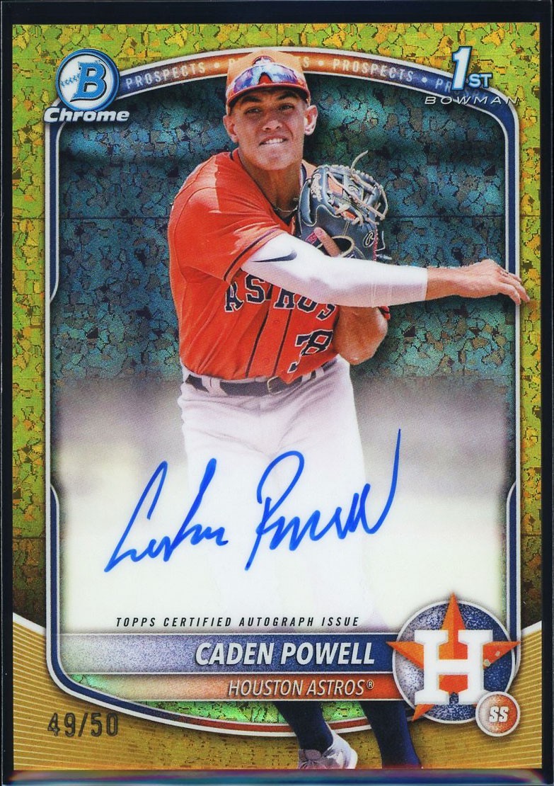 Caden Powell 2025 Bowman Chrome #CPA-CPO 1st Gold Mini Diamond Auto 1/50 Astros