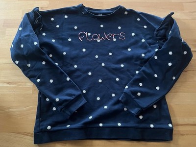 Sweatshirt Mädchen 146 152 Vertbaudet Blau mit Blumen Volants Flowers Süß