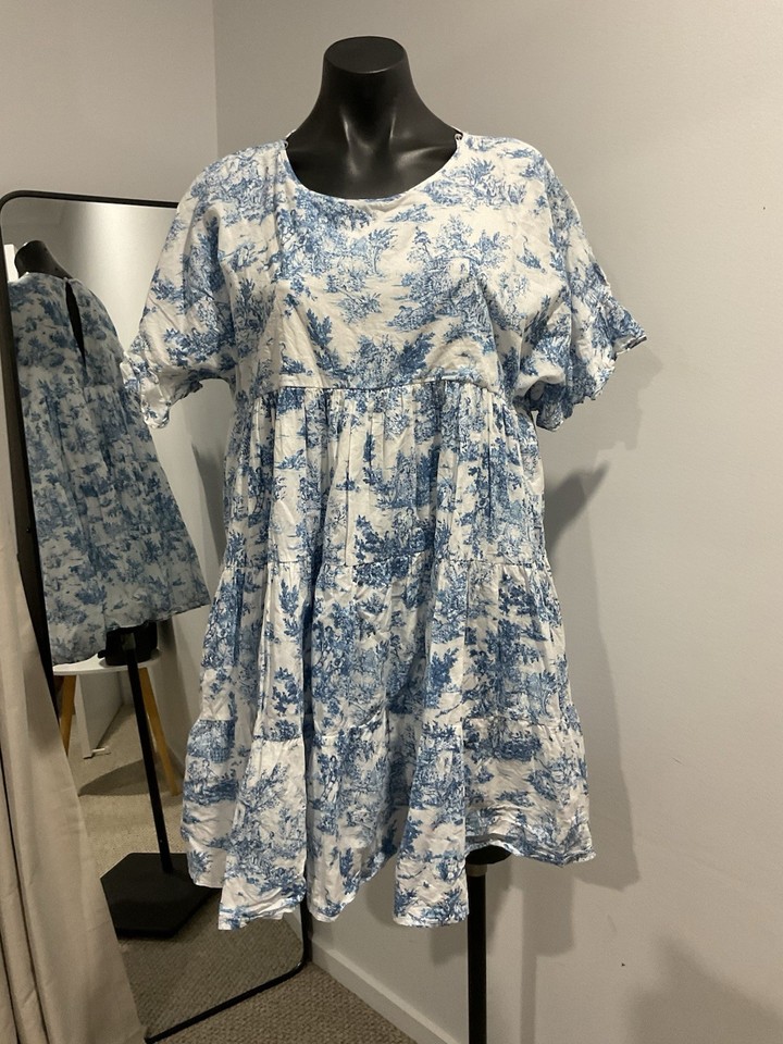 DISH Ruffle Flutter Sleeve Tiered Dress SZ 12 baby doll sheath