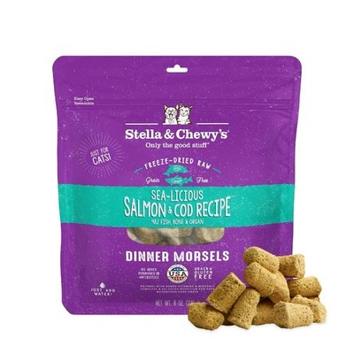 Stella & Chewy's Freeze-Dried Raw Cat Dinner 8 Ounce (Pack of 1), Fish 
