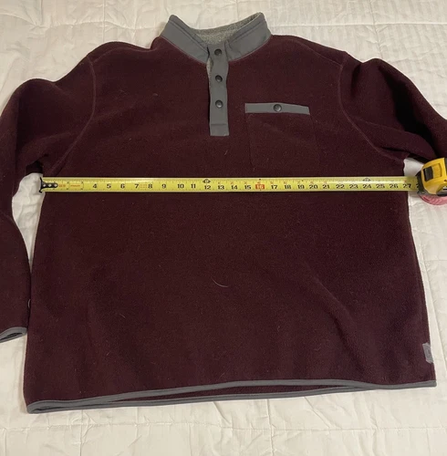 GH Bass And Co Mens XXL Pullover Fleece 3 Button Front Soft Long Sleeve Burgundy image 7