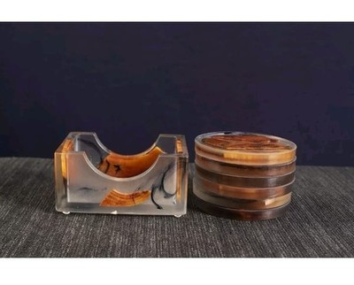 6 Stück Silikon Epoxidharz Holz Design Untersetzer mit Halter