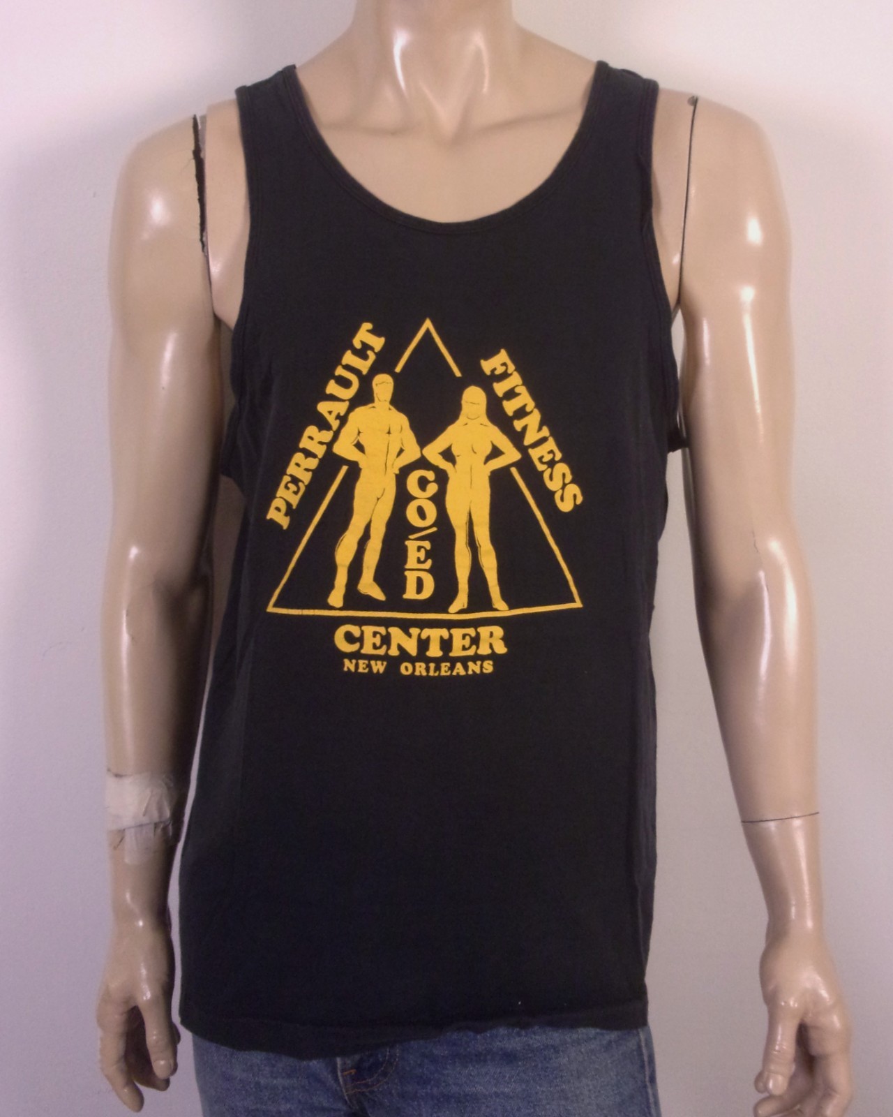 vintage 90s single stitch Perrault Fitness Tank Top T-Shirt New Orleans USA XL