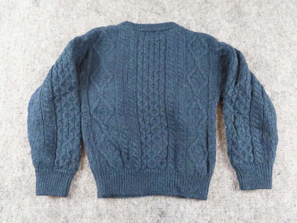 Aran Crafts Sweater Womens XS Blue Cable Knit Fisherman 100% Wool Ireland - Image 4 of 4