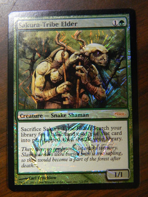 MTG FOIL Super Series Sakura-Tribe Elder (2006) Lightly Played Condition