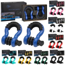 AYA Gear 2 Pack D-Ring Shackle 62,700 Ibs Break Strength 7/8" Screw Pin Colorful