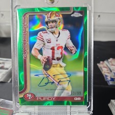 Topps 2025 Chrome Football Brock Purdy Green 53/99 Variation Signed 49ers
