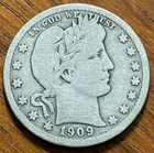 1909 P Barber Quarter - 90% Silver