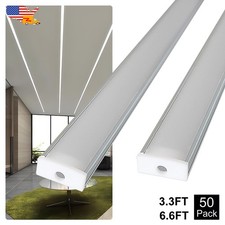 50 Pack 3.3FT/1M Led Channel Aluminum With Frosted Cover Track and Cover For Led