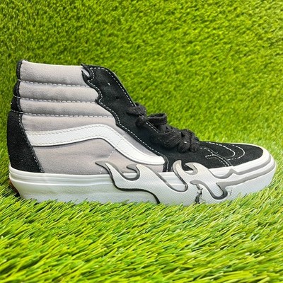 Vans Sk8-Hi Flame Womens Size 7.5 Black Gray White Athletic Skate Shoes Sneakers