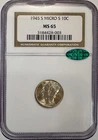 1945-S 10c Mercury 'Micro S' Silver Dime, MS65 CAC, Nicely Toned