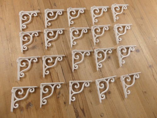 20 Small Brackets White Shelf Wall Braces *PAINT CHIPS* Corbels Cast Iron 4"x4"