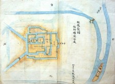 Late Edo PeRIOd "Nagaoka Castle Picture Map" Territorial Map Castle Nagaoka