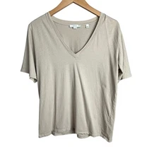 Vince Essential Pima Cotton V Neck Short Sleeve T-Shirt Top - M/M