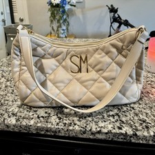 Steve Madden Quilted Beige Shoulder Bag   Gold Hardware
