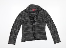 Monsoon Womens Black Grey Striped Lambswool Angora Cardigan UK 12